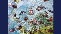 Dětský svět - ilustrovaná nástěnná mapa 140 x 100 cm v modrém hliníkovém rámu
