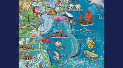 Dětský svět - ilustrovaná nástěnná mapa 140 x 100 cm v zeleném hliníkovém rámu