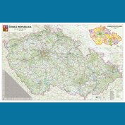 ČR silniční - nástěnná mapa 124 x 79 cm