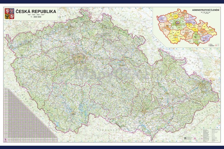 ČR silniční - nástěnná mapa 165 x 105 cm laminovaná