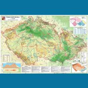 Česká republika obecně zeměpisná - nástěnná mapa 140 x 100 cm, lamino + stříbrný hliníkový rám
