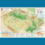 ČR obecně zeměpisná nástěnná mapa 200 x 140 cm, laminovaná s 2 lištami