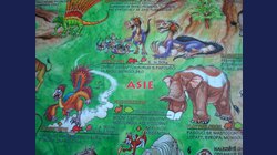 Dinosauři a prehistorický svět - dětská nástěnná mapa 136 x 96 cm v červeném hliníkovém rámu