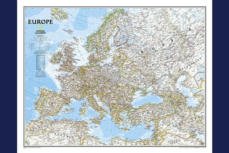 Evropa National Geographic Classic - nástěnná mapa 118 x 92 cm