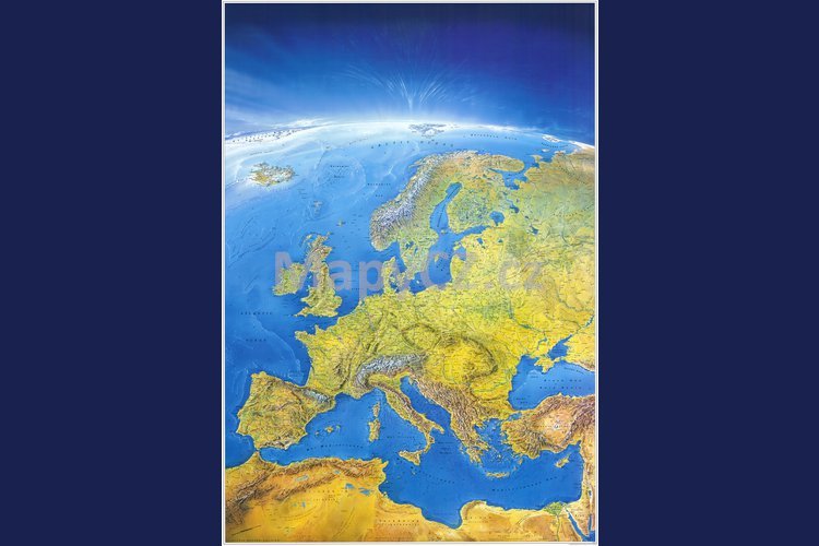 Evropa panoramatická - nástěnná mapa 105 x 150 cm, lamino + 2 lišty