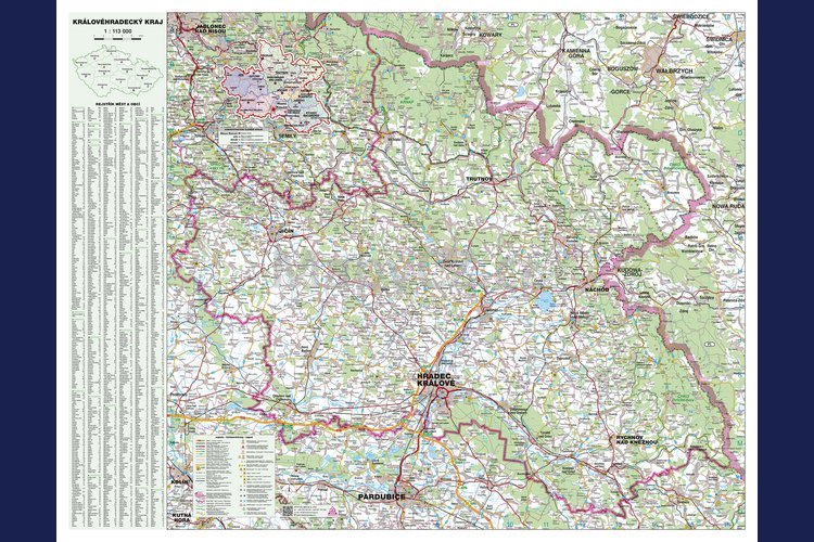 Královéhradecký kraj - nástěnná mapa