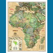 Afrika National Geographic Executive - nástěnná mapa 60 x 80 cm, lamino + stříbrný hliníkový rám