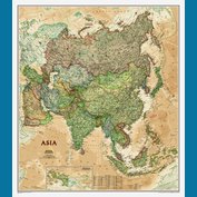 Asie National Geographic Executive - nástěnná mapa 86 x 100 cm, lamino + stříbrný hliníkový rám