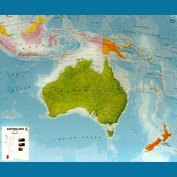 Austrálie - nástěnná mapa 120 x 100 cm, lamino + stříbrný hliníkový rám