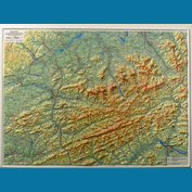 Beskydy 1:100 000 - plastická mapa 100 x 75 cm v dřevěném rámu