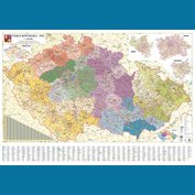 Česká republika PSČ - nástěnná mapa 135 x 95 cm, lamino + stříbrný hliníkový rám