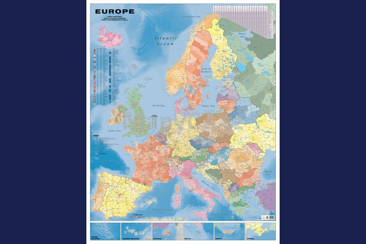 Evropa spediční - nástěnná mapa 100 x 120 cm, lamino + stříbrný hliníkový rám