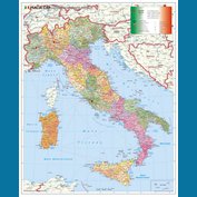 Itálie spediční - nástěnná mapa 95 x 120 cm, lamino + stříbrný hliníkový rám