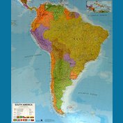 Jižní Amerika - nástěnná mapa 100 x 120 cm, lamino + stříbrný hliníkový rám