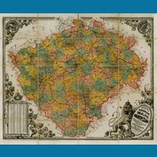 Království České 1883 - nástěnná mapa 120 x 100 cm, lamino + stříbrný hliníkový rám