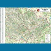 Morava - nástěnná mapa 140 x 100 cm, lamino + stříbrný hliníkový rám