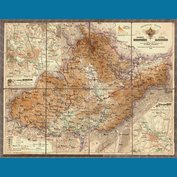 Morava a Slezsko 1883 - nástěnná mapa 90 x 70 cm, lamino + stříbrný hliníkový rám
