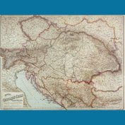 Rakousko-Uhersko - nástěnná mapa 88 x 70 cm, lamino + stříbrný hliníkový rám