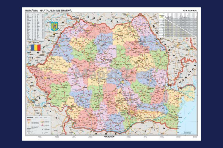 Rumunsko spediční - nástěnná mapa 100 x 70 cm, lamino + 2 lišty