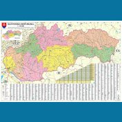 Slovenská republika administrativní obří - nástěnná mapa 200 x 132 cm, lamino + 2 lišty