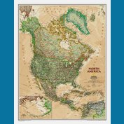 Severní Amerika National Geographic Executive - nástěnná mapa 60 x 80 cm, lamino + stříbrný hliníkov