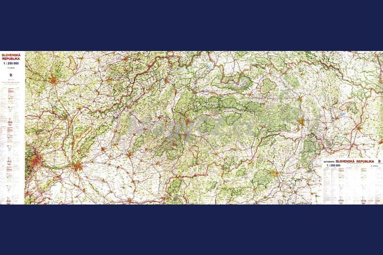 Slovenská republika velká - nástěnná mapa 210 x 90 cm, lamino + očka
