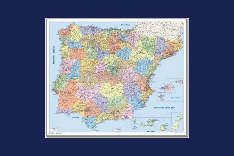 Španělsko a Portugalsko spediční - nástěnná mapa 110 x 90 cm, lamino + černý hliníkový rám
