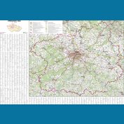Středočeský kraj - nástěnná mapa 150 x 95 cm, lamino + stříbrný hliníkový rám