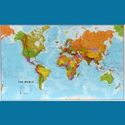 Obří svět politický - nástěnná mapa 200 x 120 cm, laminovaná s očky
