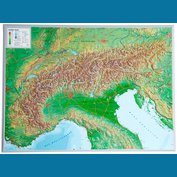 Alpy - plastická mapa 80 x 60 cm v dřevěném rámu