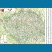 Čechy - nástěnná mapa 140 x 100 cm, lamino + stříbrný hliníkový rám