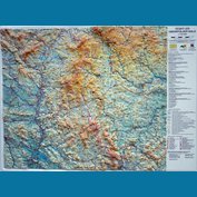 Český les - plastická mapa 100 x 75 cm v dřevěném rámu