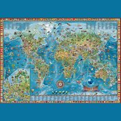 Dětský svět - ilustrovaná nástěnná mapa 140 x 100 cm, lamino + 2 lišty