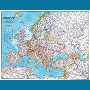 Evropa National Geographic Classic - nástěnná mapa 118 x 92 cm, lamino + 2 lišty