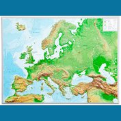 Evropa - plastická mapa 80 x 60 cm v dřevěném rámu