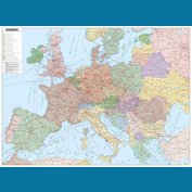 Evropa železniční - nástěnná mapa 140 x 100 cm, lamino + stříbrný hliníkový rám