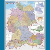 Německo-Rakousko-Švýcarsko spediční - nástěnná mapa 100 x 140 cm, laminovaná s 2 lištami