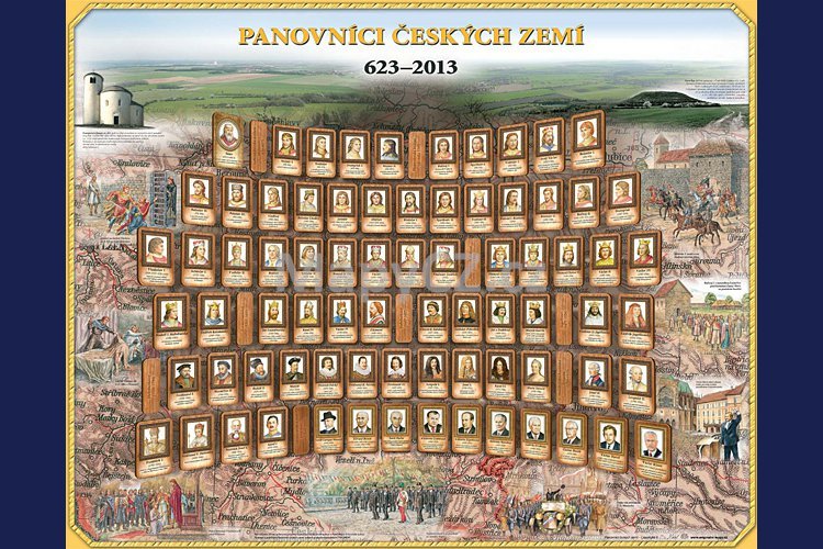 Panovníci Českých zemí 623 - 2013 - nástěnný obraz 150 x 120 cm, lamino + zlatý hliníkový rám