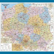 Polsko spediční - nástěnná mapa 100 x 115 cm ve stříbrném hliníkovém rámu