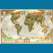 Svět National Geographic Executive - nástěnná mapa 117 x 77 cm, lamino + stříbrný hliníkový rám
