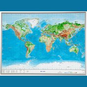 Svět - plastická mapa 80 x 60 cm v dřevěném rámu