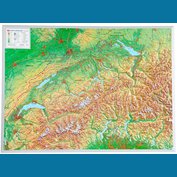 Švýcarsko - plastická mapa 80 x 60 cm v dřevěném rámu