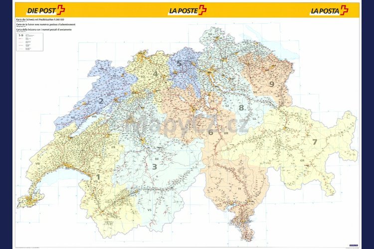 Švýcarsko spediční - nástěnná mapa 140 x 100 cm, lamino + stříbrný hliníkový rám