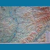 Valašsko a Slovácko - plastická mapa 100 x 75 cm v dřevěném rámu
