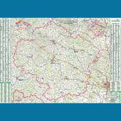 Kraj Vysočina - nástěnná mapa 130 x 97 cm, laminovaná s 2 lištami