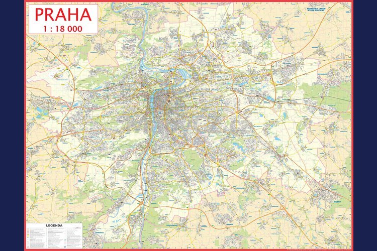 Praha - obří nástěnná mapa 200 x 150 cm