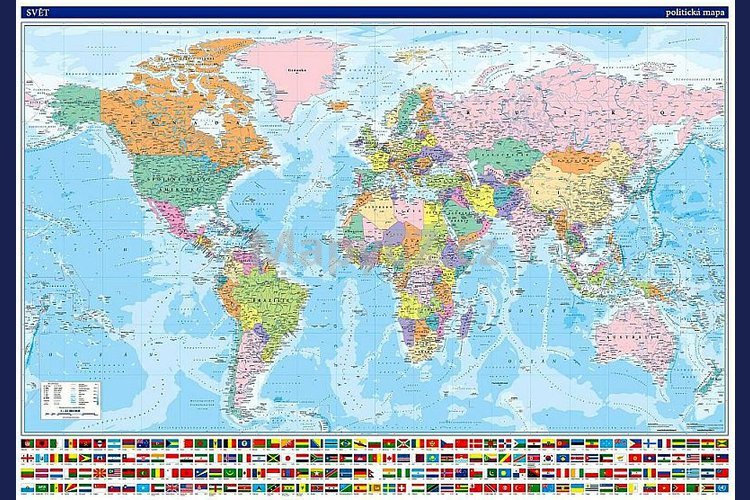 Svět politický v češtině - nástěnná mapa 136 x 96 cm