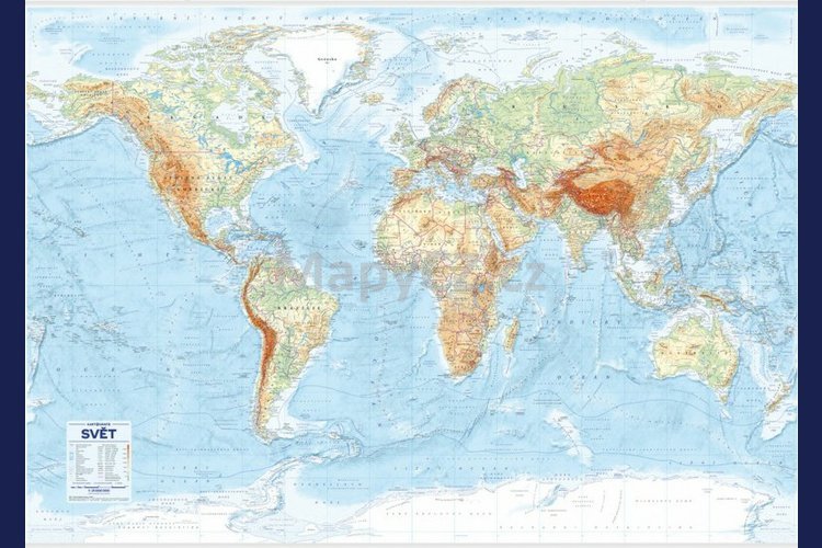 Svět zeměpisný v češtině - nástěnná mapa 136 x 96 cm