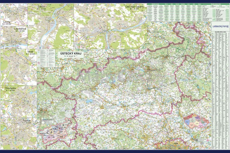 Ústecký kraj - nástěnná mapa 150 x 95 cm